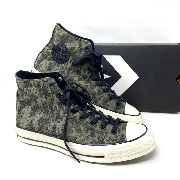 CONVERSE Men's Size 10.5 163233C Chuck 70 HI Black Textural Camo Canvas Sneakers - Picture 8 of 10
